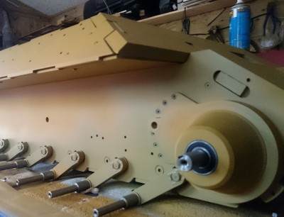 I have been prepping areas ready for some zim, it's a whole lot easier to apply the zim to the hull side before the wheels go on.