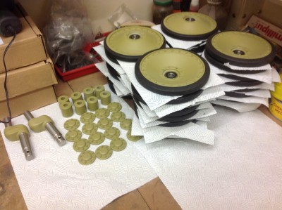 Wheels and fittings are now ready to be installed