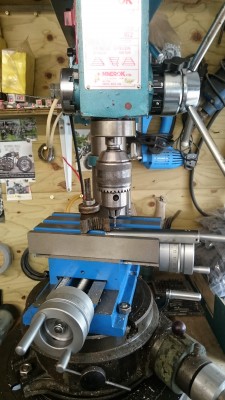 Been milling the turret lid bracket slots, although few ever line up. That's me improvised drill press milling machine (no expense spared )