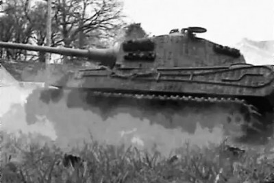 The very moment a Tiger 2 runs over a mine breaking a track link.