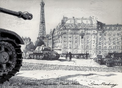 Panther Gs stand guard out side the Ecole Military Museum in Paris 1965 by Ian Rodney ©