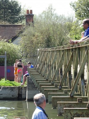 Checking out the underside of the bridge