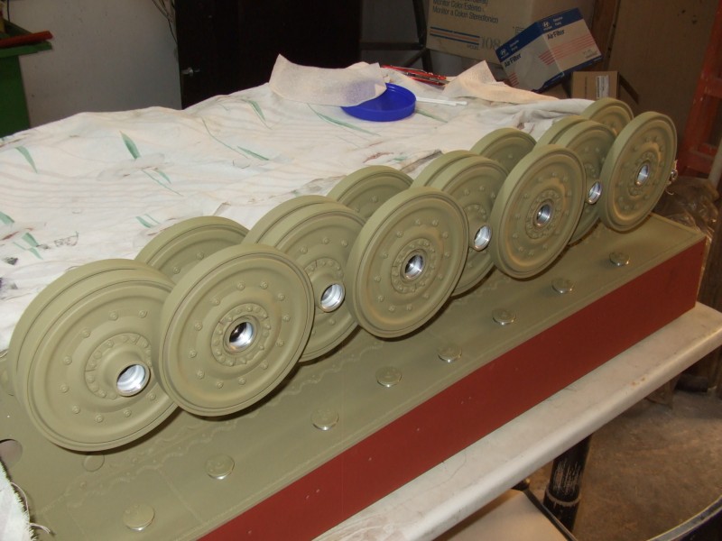 Road wheels in place