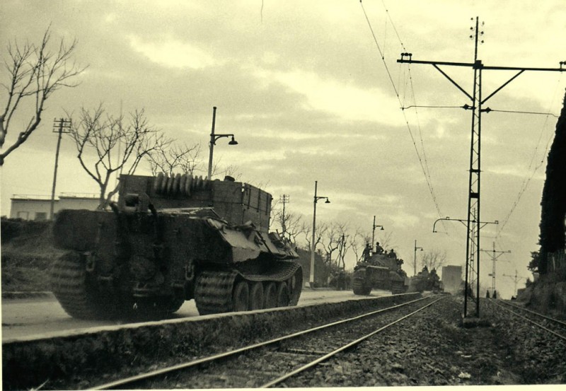 Armour following a rail line was tactical suicide but convenient!