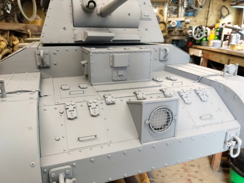 As usual the grey primmer shows every speck of dust and imperfection so get this stage right and all will look just fine when the top coat goes on.