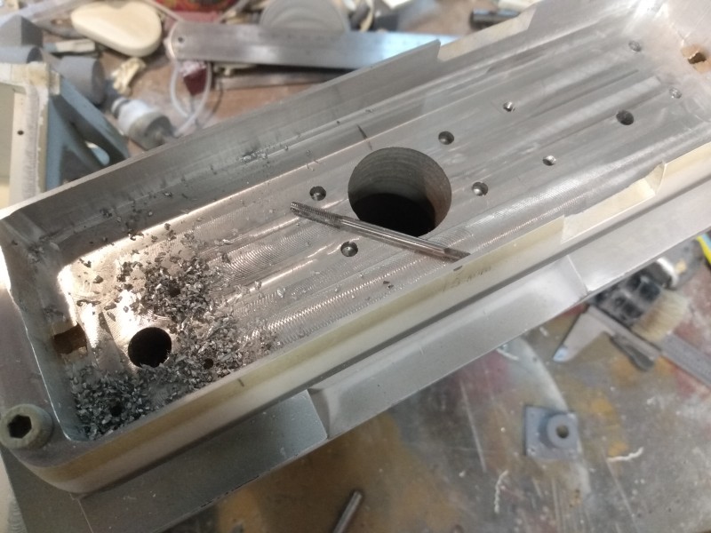 The drilling and tapping of the mantlet/breech pivot, one of the mg 34 mount fixings will need to a dummy as the pivot bearing sits in the way.