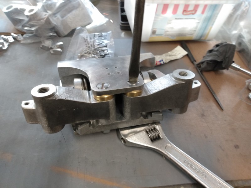 I decided to nip up the 8mm nuts to hold the big arms in place while I work on the assembly, these nuts can be loosened later or the suspension won't function.