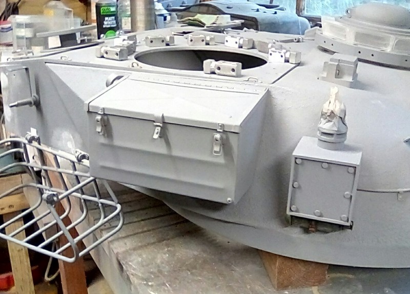 You will need to bend the basket fixing arms about to get it to fit. The turret locker is now finished and mounted.