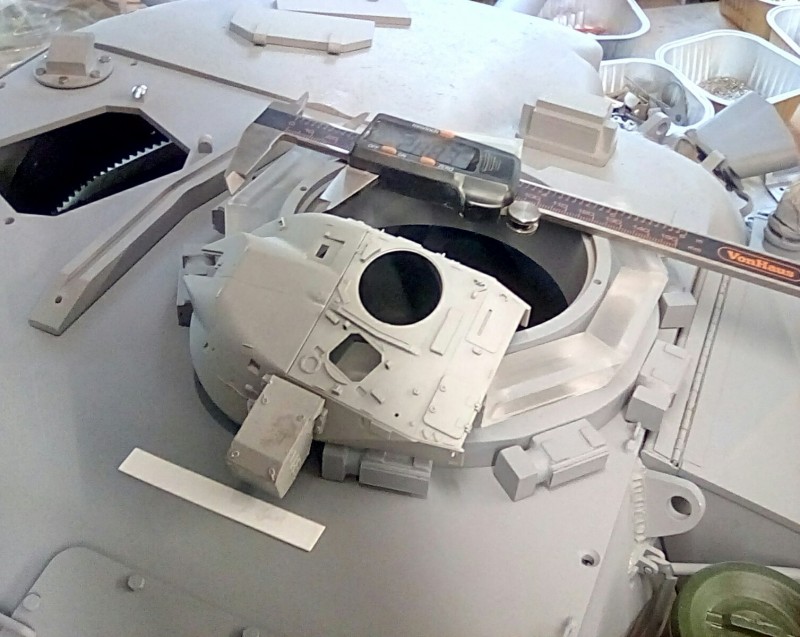 I'm using the smaller but very accurate model turret to find the various fittings positions.