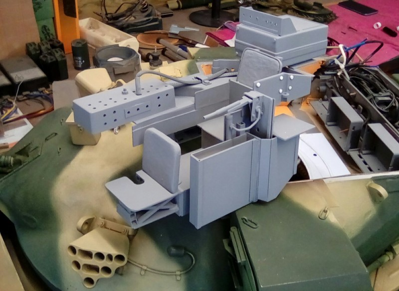 This thing is getting bigger, ive managed to get the gunners seat in place but had to cut it around the turret table support leg,  I think he will need to be an umpalumpa to fit in that tight space!