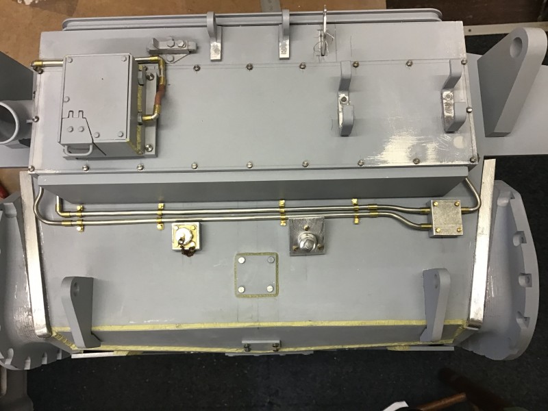 All the components in position and the wiring conduits fitted. I still have a lot of weld detail to add before final assembly.