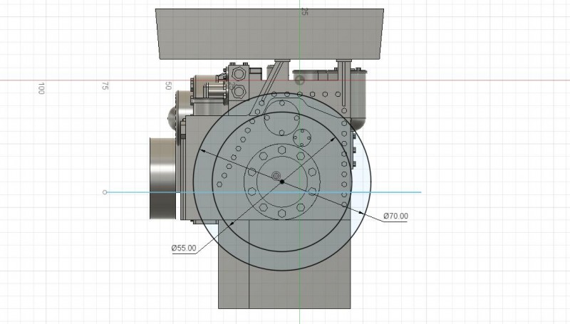 Side view of gearbox