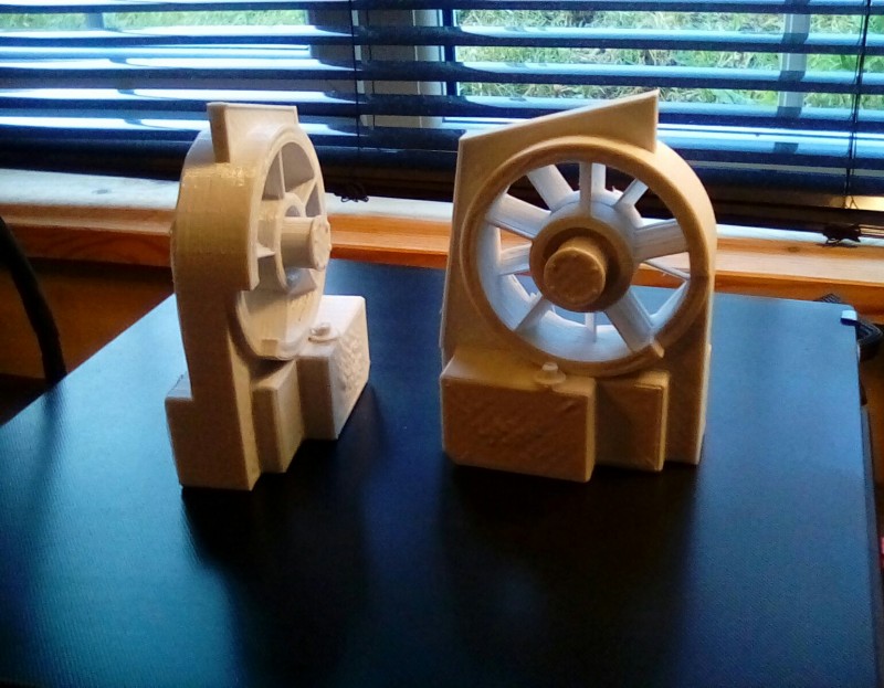 Draft fan units ready to be cut down. The quality of the print finish is rough when printed in draft.