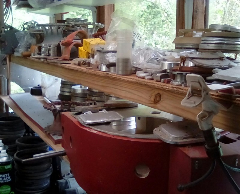 The parts I've been collecting for the last five years now. The early wheels arrived recently from Dave in the Rockies.