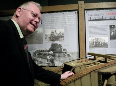 A partially sighted gentleman touching the model, allowing him to experience the shape of this iconic tank. The exhibition, which was funded by the Heritage Lottery Fund and Arts Council England, was designed to be 'accessible to all with an emphasis on interactivity'