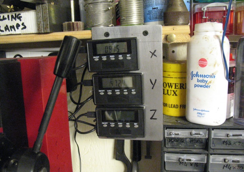 the X Y Z displays all magnetic and stuck to a thin cut off of steal