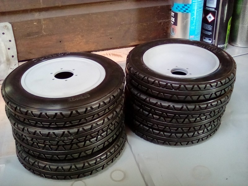 The wheels, getting the tyres to fit and so sit correctly takes some doing, if anyone has trouble just email for my technique.