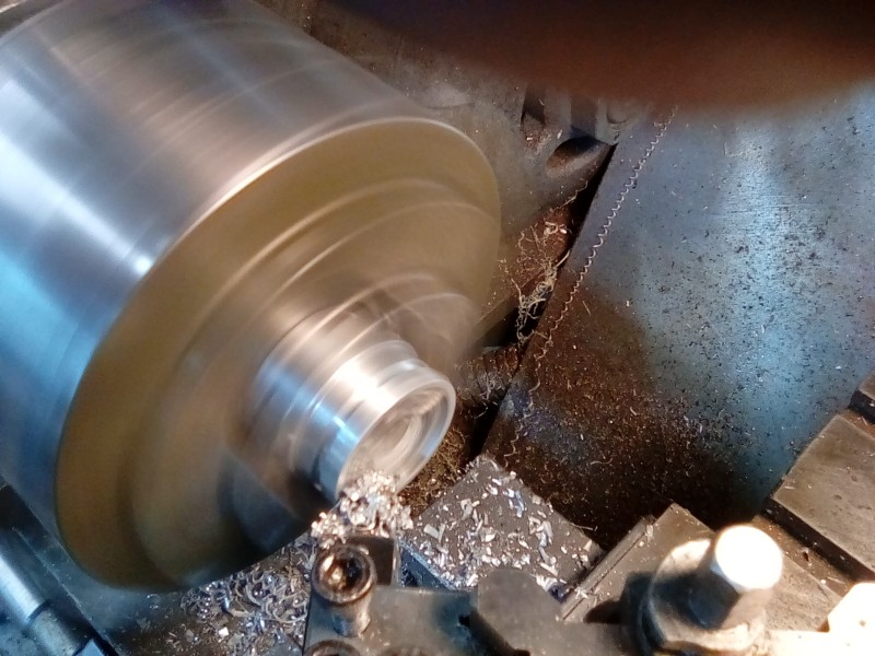 Turning the concave surface at the bottom of the periscope post.