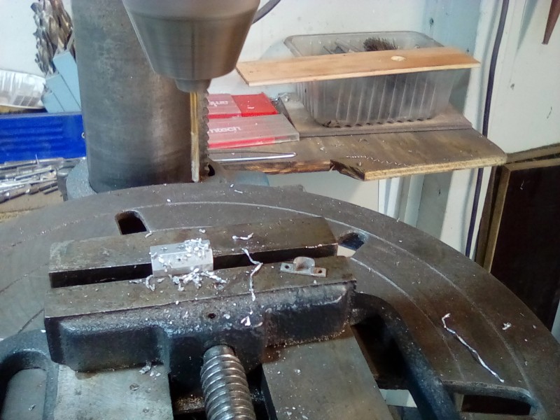 Drilling the tiny gear box selector rod bushes