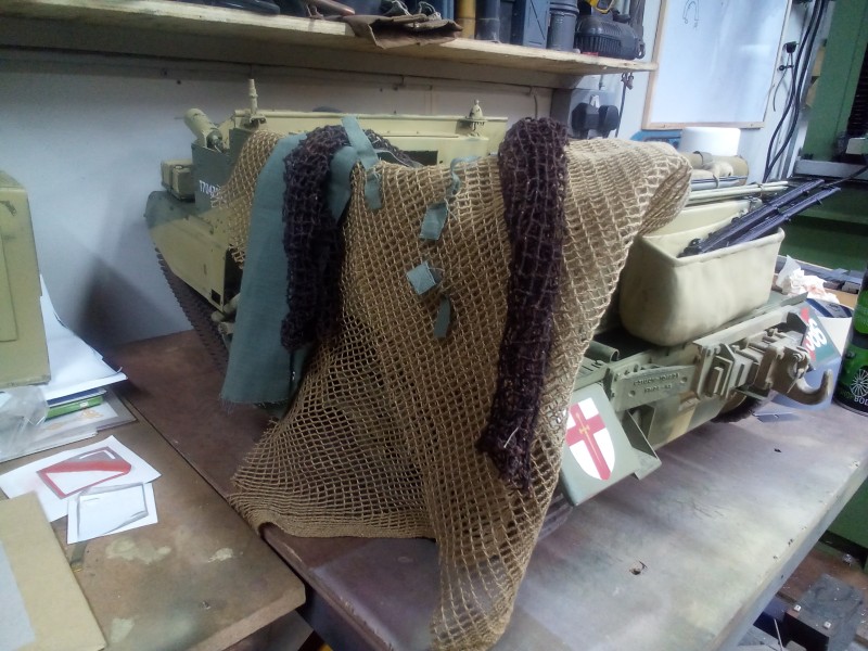 The camo net is off for a tidy up and the interlaced pieces of material added.