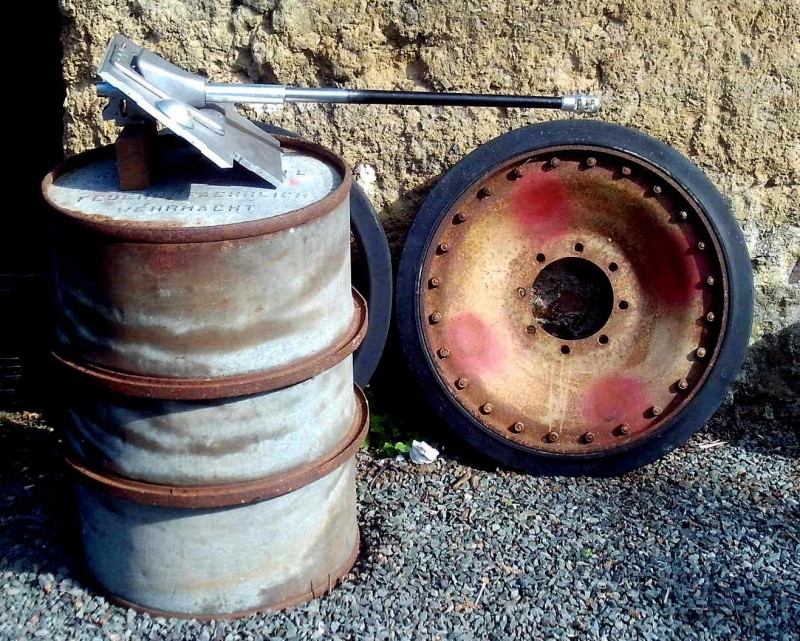A real wheel taken from a knocked out Das Reich Panther A in July 44 in our local town. The glacis is for my JP