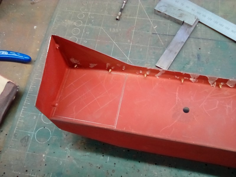 Marking out the cut out for the turret radius inner bin piece, there are two of these cut outs to do on this long bin.