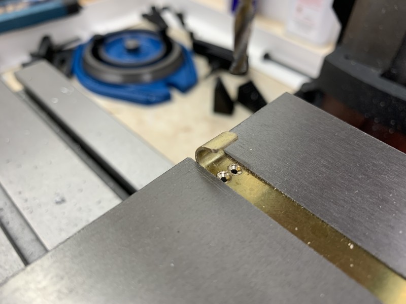 Making the cable brackets out of 1mm brass strip