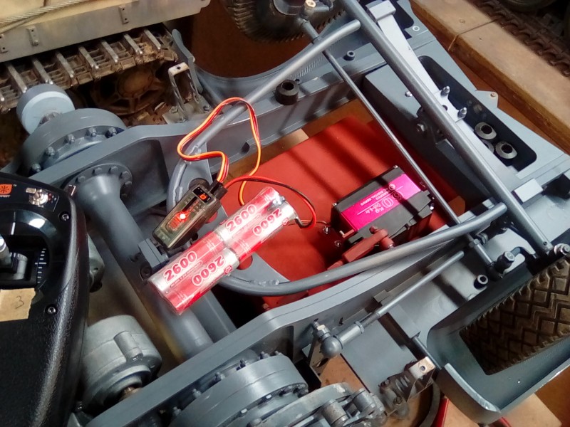 The steering servo and brackets all bolted in and working correctly via the radio.