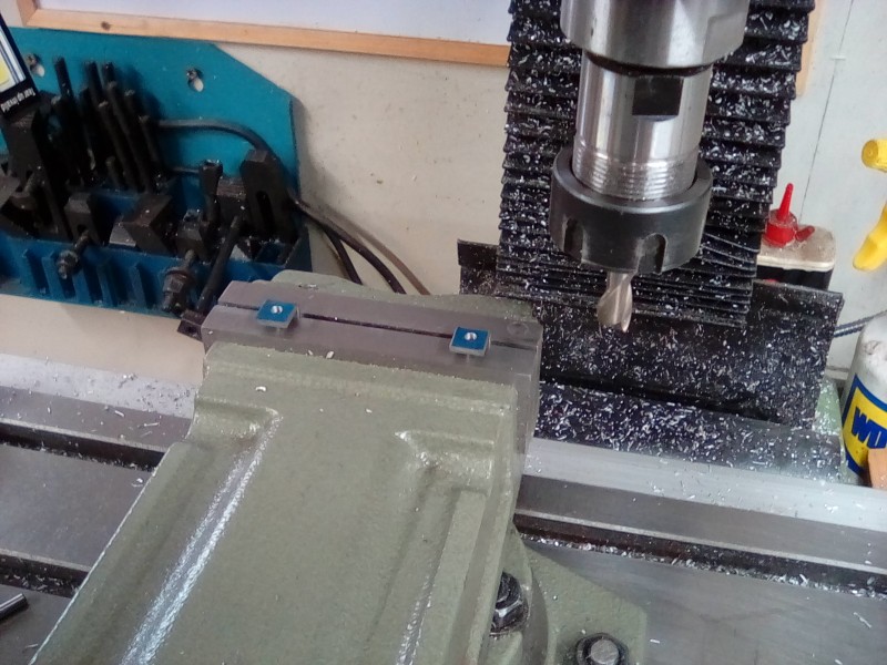 Milling the slots in the bottom turret basket fixings