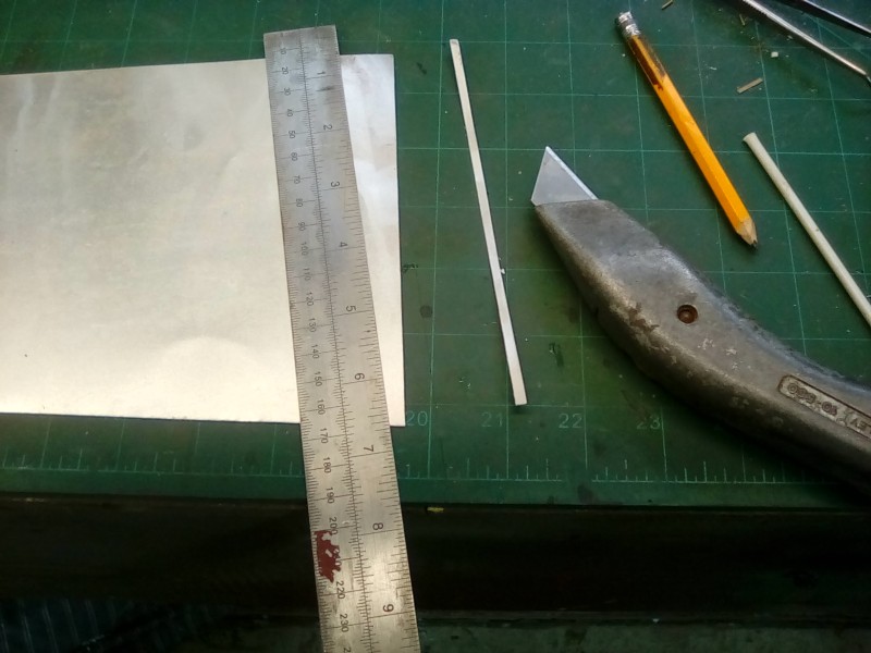 Very thin ali sheet can be cut with a craft knife, great for fuel pipe &quot; p&quot; clips