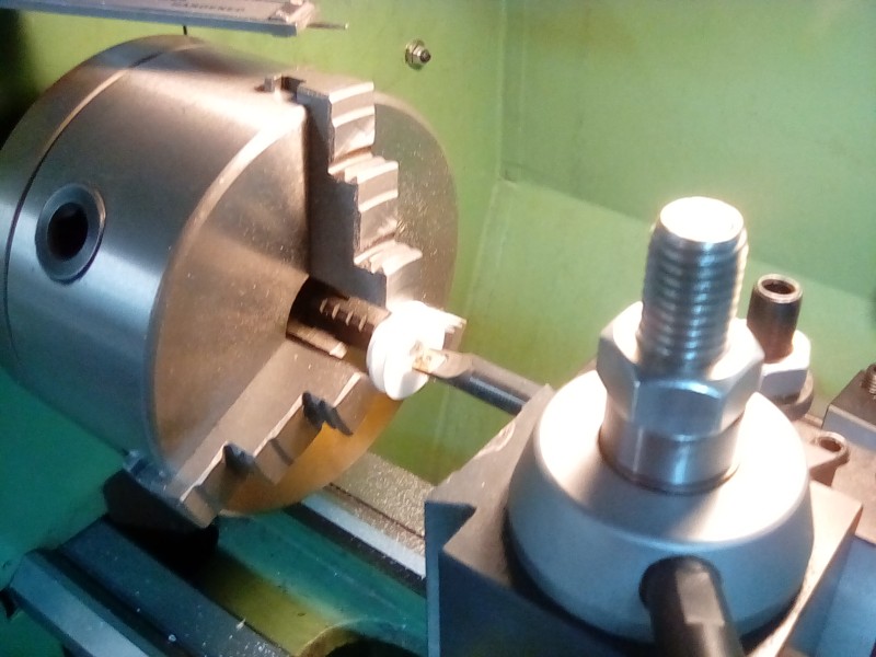 Using the boring bar to let in the tiny bearing