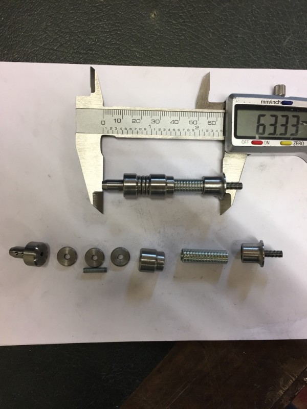 That's the parts I had made. Its m4 thread on the base part. According to the drawing they are 15 inches high, so just over 63mm I make it.