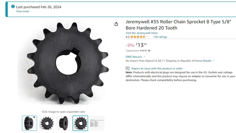 sprocket 20 tooth