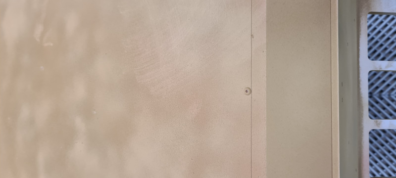Etch and red oxide primer, patchy and dusty