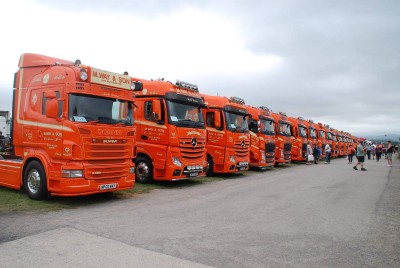 Trucks as far as the eye could see, 450 of them