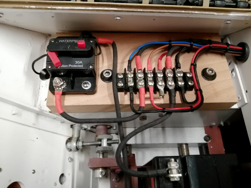 30 Amp emergency breaker and bakelite wiring connector block