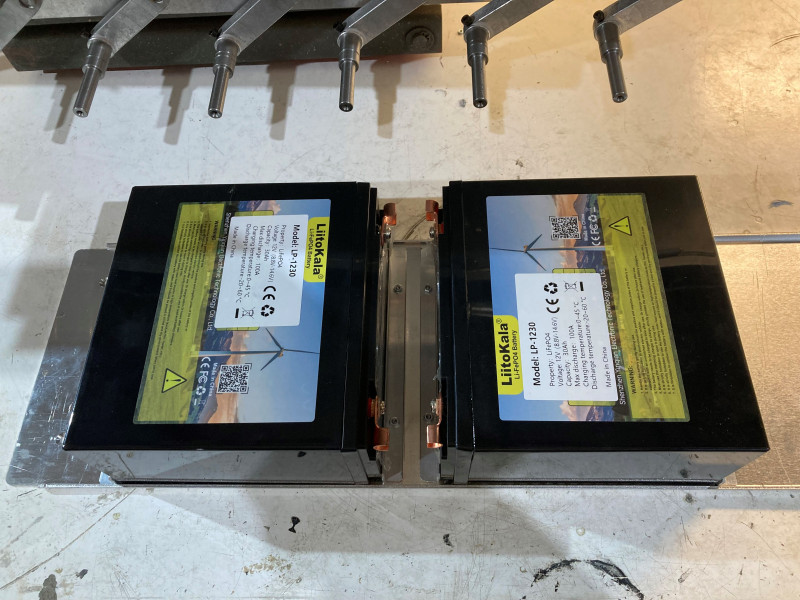 Batteries trial fit, Made some brackets to secure,