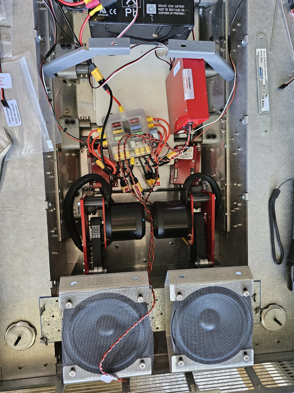 Preliminary rear interior concept layout. Cover net added on two speakers.